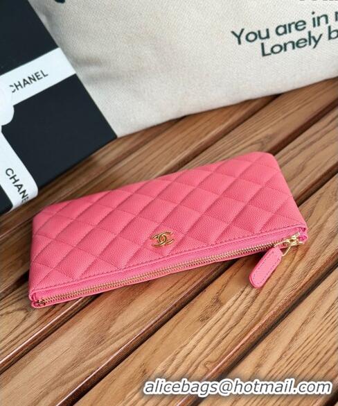 Popular Style Chanel Grained Calfskin Classic Zipped Pouch AP1071 Dark Pink 2024