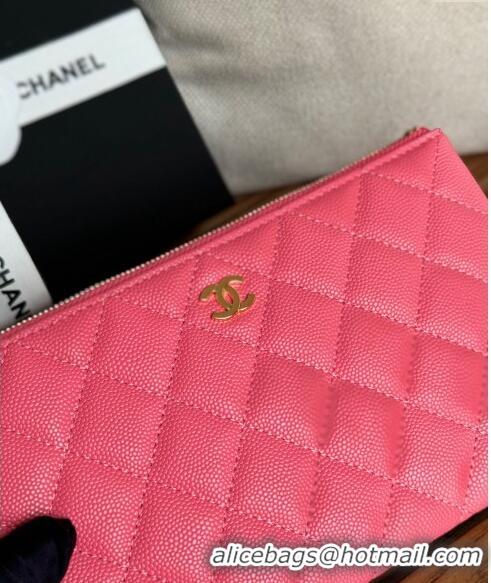 Popular Style Chanel Grained Calfskin Classic Zipped Pouch AP1071 Dark Pink 2024