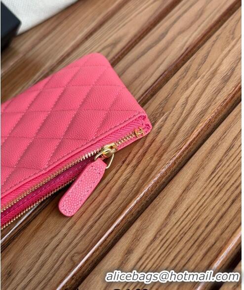 Popular Style Chanel Grained Calfskin Classic Zipped Pouch AP1071 Dark Pink 2024