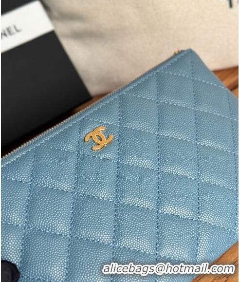 Buy Discount Chanel Grained Calfskin Classic Zipped Pouch AP1071 Blue 2024