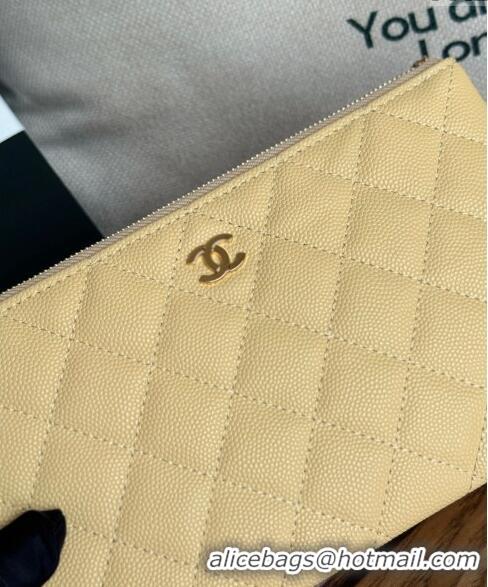 Top Design Chanel Grained Calfskin Classic Zipped Pouch AP1071 Yellow 2024