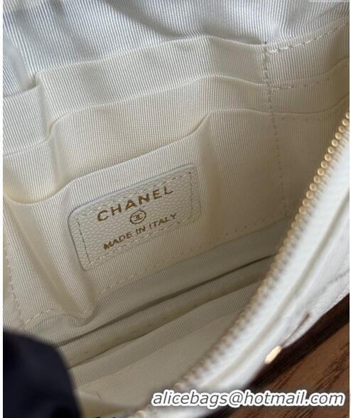 High Quality Chanel Grained Calfskin Classic Zipped Pouch AP1071 White 2024