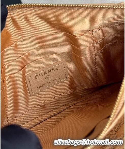 Shop Discount Chanel Grained Calfskin Classic Zipped Pouch AP1071 Dark Beige 2024