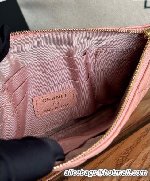 Grade Quality Chanel Grained Calfskin Classic Zipped Pouch AP1071 Light Pink 2024