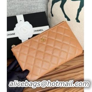 Reasonable Price Chanel Grained Calfskin Classic Zipped Pouch AP1071 Brown 2024