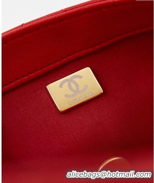 Grade Design Chanel Shiny Lambskin Mini Flap Bag with Metal Pearl AS4947 Red 2024