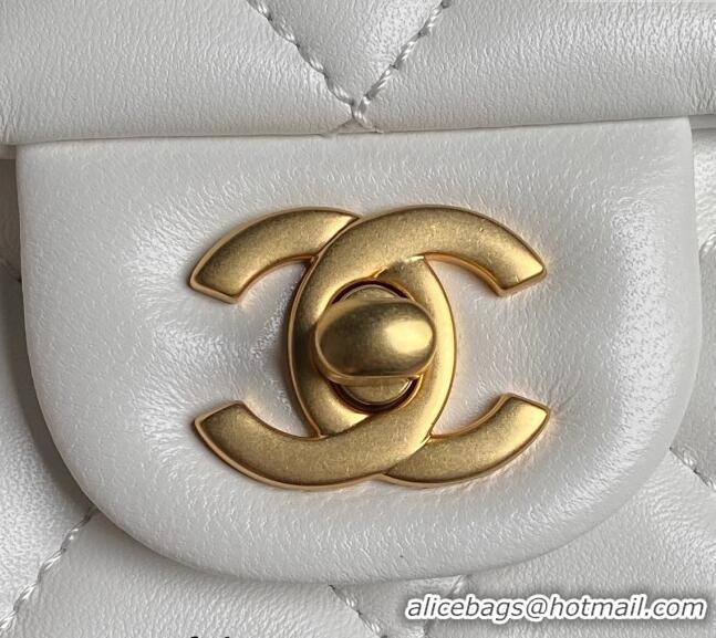 Buy Cheap Chanel Shiny Lambskin Mini Flap Bag with Metal Pearl AS4947 White 2024