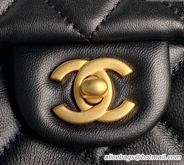 Good Taste Chanel Shiny Lambskin Mini Flap Bag with Metal Pearl AS4947 Black 2024