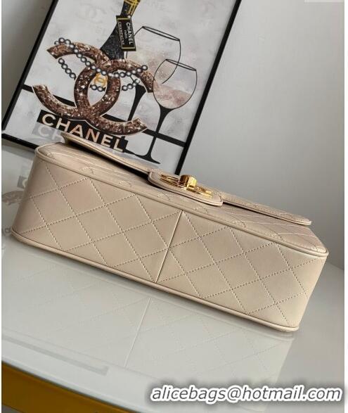 Top Quality Chanel Vintage Lambskin Flap bag Pearly A2222 Beige 2024