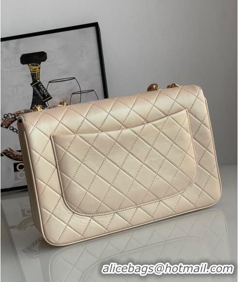 Top Quality Chanel Vintage Lambskin Flap bag Pearly A2222 Beige 2024