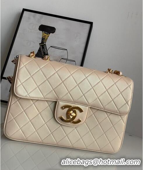 Top Quality Chanel Vintage Lambskin Flap bag Pearly A2222 Beige 2024