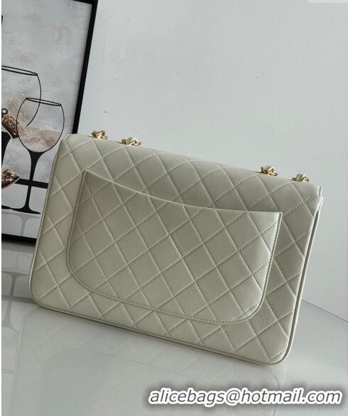 Best Grade Chanel Vintage Lambskin Flap bag Pearly A2222 White 2024