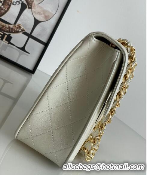 Best Grade Chanel Vintage Lambskin Flap bag Pearly A2222 White 2024