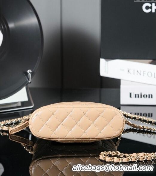 Buy Discount Chanel Shiny Lambskin Clutch with Chain and Top Handle AP3354 Beige 2024