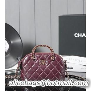 Hot Sell Fashion Chanel Shiny Lambskin Small Shopping Bag AS5130 Burgundy 2024