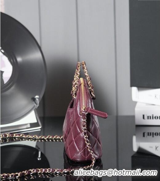 Hot Sell Fashion Chanel Shiny Lambskin Small Shopping Bag AS5130 Burgundy 2024