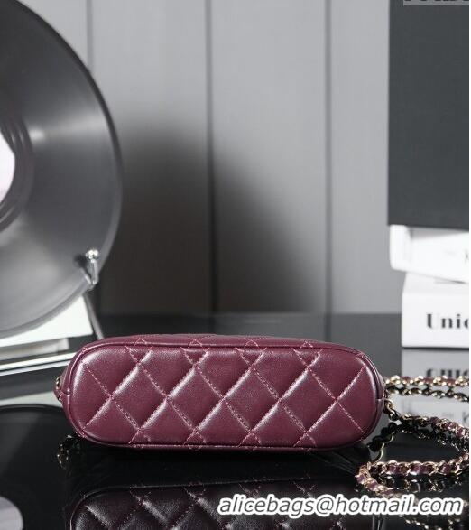 Hot Sell Fashion Chanel Shiny Lambskin Small Shopping Bag AS5130 Burgundy 2024