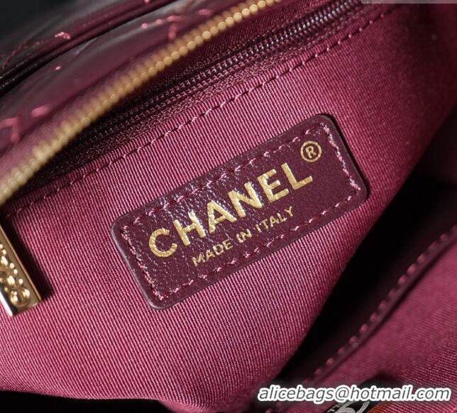 Hot Sell Fashion Chanel Shiny Lambskin Small Shopping Bag AS5130 Burgundy 2024