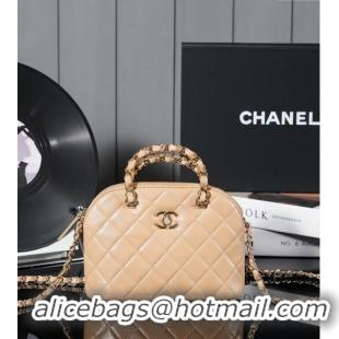 Classic Luxurious Chanel Shiny Lambskin Small Shopping Bag AS5130 Beige 2024