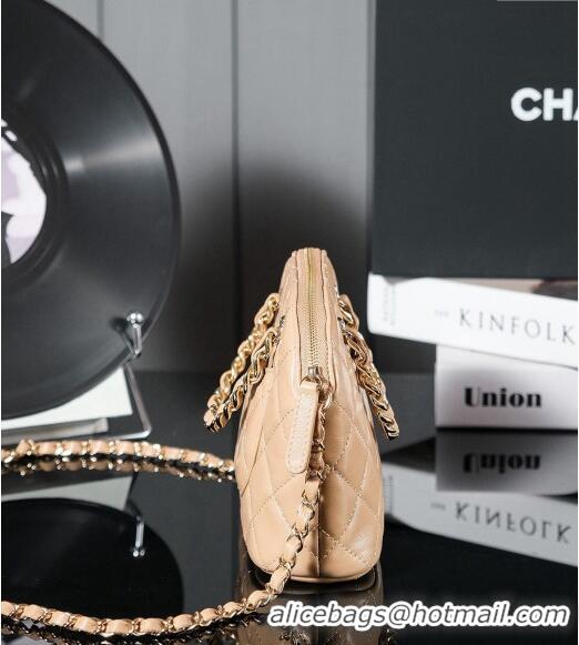 Classic Luxurious Chanel Shiny Lambskin Small Shopping Bag AS5130 Beige 2024