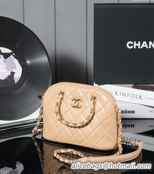 Classic Luxurious Chanel Shiny Lambskin Small Shopping Bag AS5130 Beige 2024