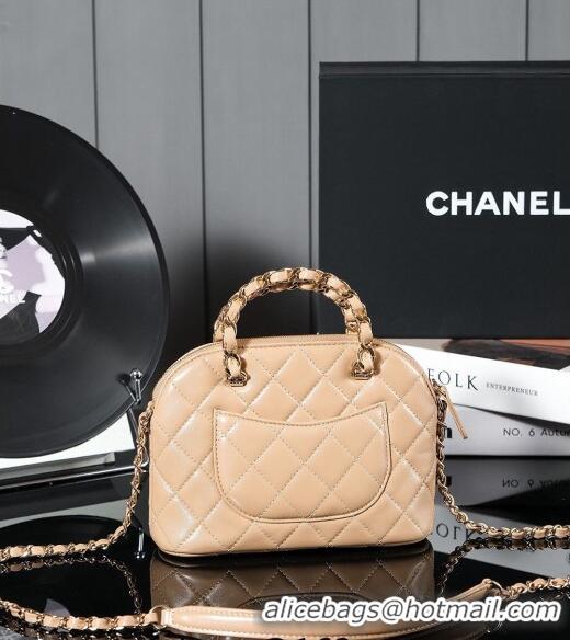 Classic Luxurious Chanel Shiny Lambskin Small Shopping Bag AS5130 Beige 2024