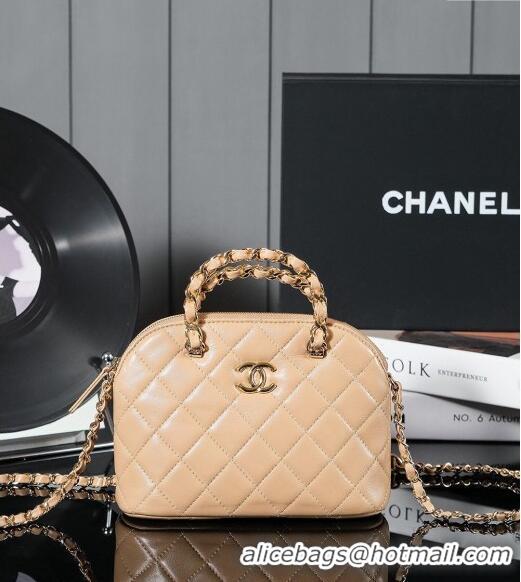 Classic Luxurious Chanel Shiny Lambskin Small Shopping Bag AS5130 Beige 2024