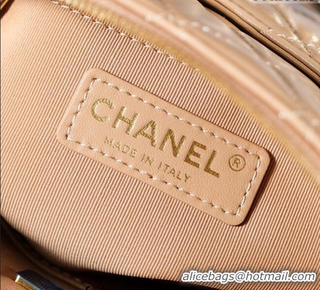 Classic Luxurious Chanel Shiny Lambskin Small Shopping Bag AS5130 Beige 2024