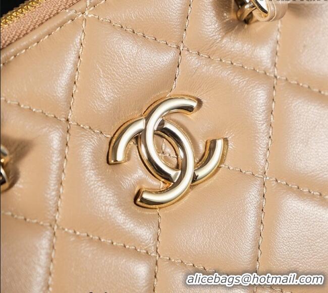 Classic Luxurious Chanel Shiny Lambskin Small Shopping Bag AS5130 Beige 2024