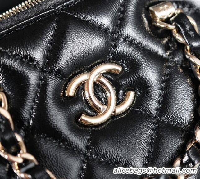 Pretty Style Chanel Shiny Lambskin Small Shopping Bag AS5130 Black 2024