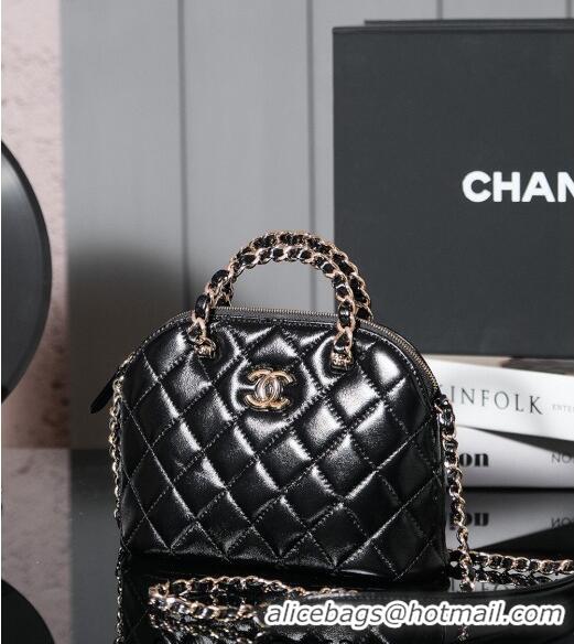 Pretty Style Chanel Shiny Lambskin Small Shopping Bag AS5130 Black 2024