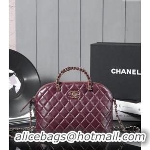 Generous Chanel Shiny Lambskin Small Shopping Bag AS3969 Burgundy 2024