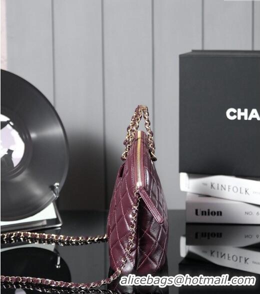 Generous Chanel Shiny Lambskin Small Shopping Bag AS3969 Burgundy 2024