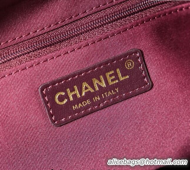 Generous Chanel Shiny Lambskin Small Shopping Bag AS3969 Burgundy 2024