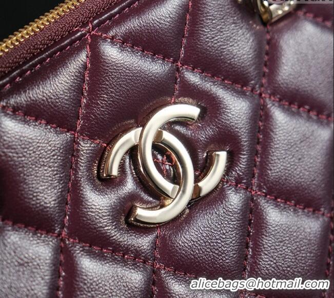 Generous Chanel Shiny Lambskin Small Shopping Bag AS3969 Burgundy 2024