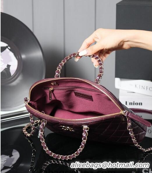 Generous Chanel Shiny Lambskin Small Shopping Bag AS3969 Burgundy 2024