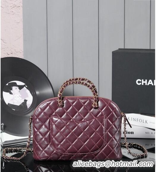 Generous Chanel Shiny Lambskin Small Shopping Bag AS3969 Burgundy 2024