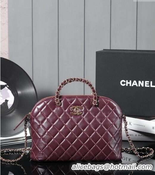 Generous Chanel Shiny Lambskin Small Shopping Bag AS3969 Burgundy 2024