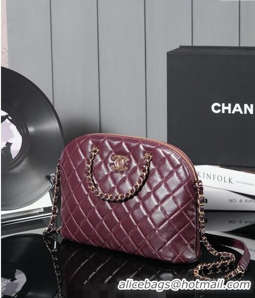 Generous Chanel Shiny Lambskin Small Shopping Bag AS3969 Burgundy 2024