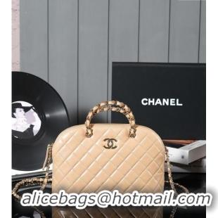 Popular Style Chanel Shiny Lambskin Small Shopping Bag AS3969 Beige 2024