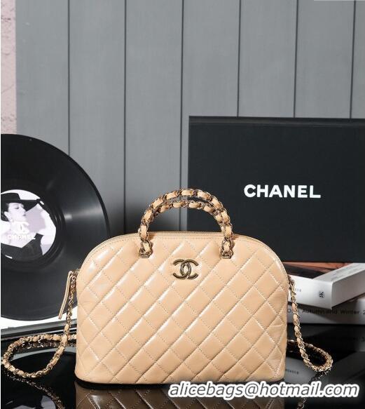 Popular Style Chanel Shiny Lambskin Small Shopping Bag AS3969 Beige 2024