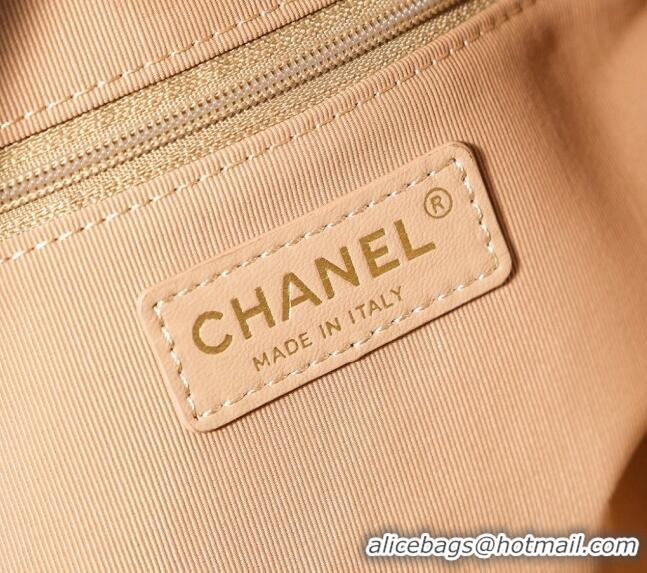 Popular Style Chanel Shiny Lambskin Small Shopping Bag AS3969 Beige 2024