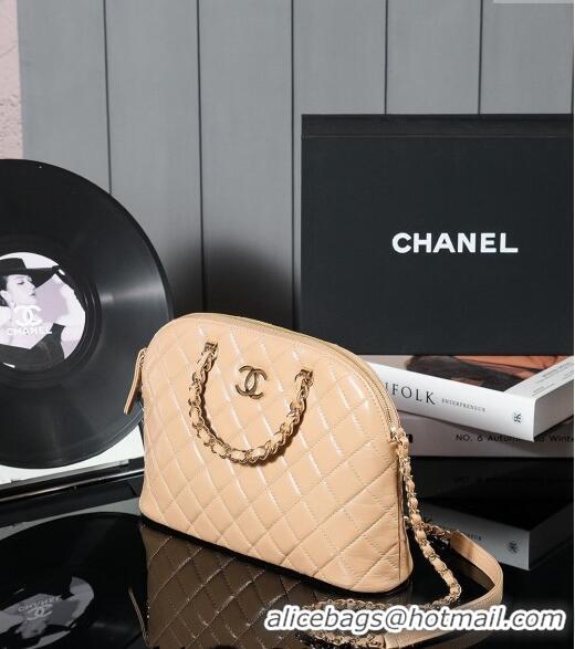 Popular Style Chanel Shiny Lambskin Small Shopping Bag AS3969 Beige 2024