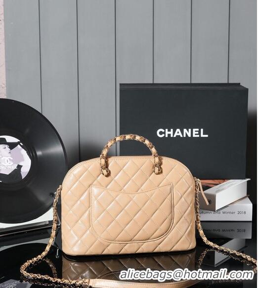 Popular Style Chanel Shiny Lambskin Small Shopping Bag AS3969 Beige 2024