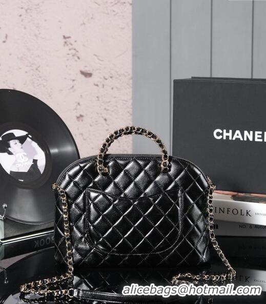 Inexpensive Chanel Shiny Lambskin Small Shopping Bag AS3969 Black 2024