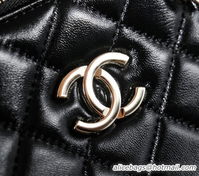 Inexpensive Chanel Shiny Lambskin Small Shopping Bag AS3969 Black 2024