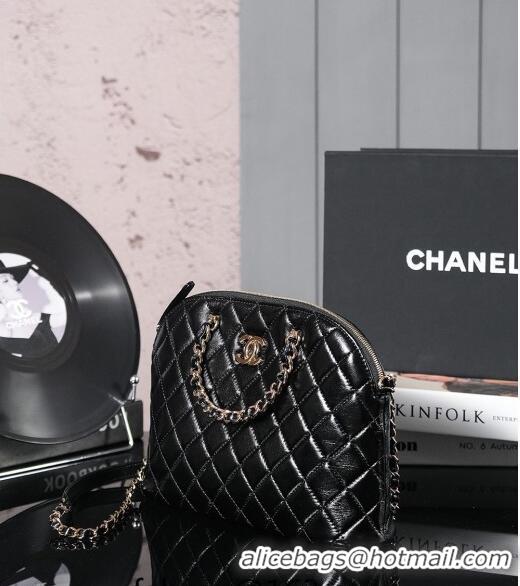 Inexpensive Chanel Shiny Lambskin Small Shopping Bag AS3969 Black 2024