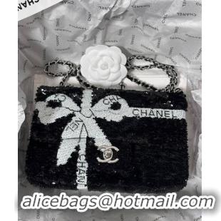 Market Sells Chanel Sequins Mini Flap bag with Bow 0830 Black 2024