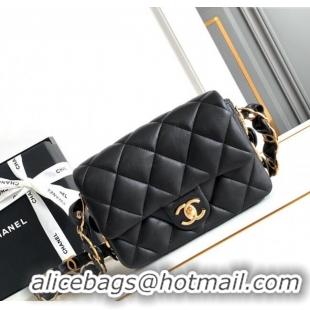 Cheap Wholesale Chanel Lambskin Mini Flap bag with CC Chain CH083001 Black 2024