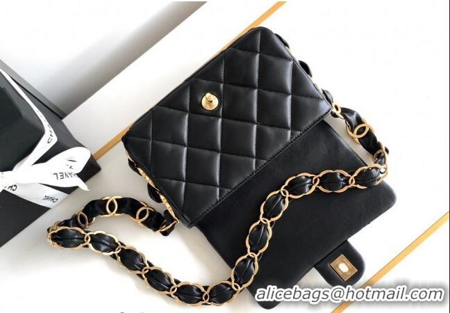 Cheap Wholesale Chanel Lambskin Mini Flap bag with CC Chain CH083001 Black 2024